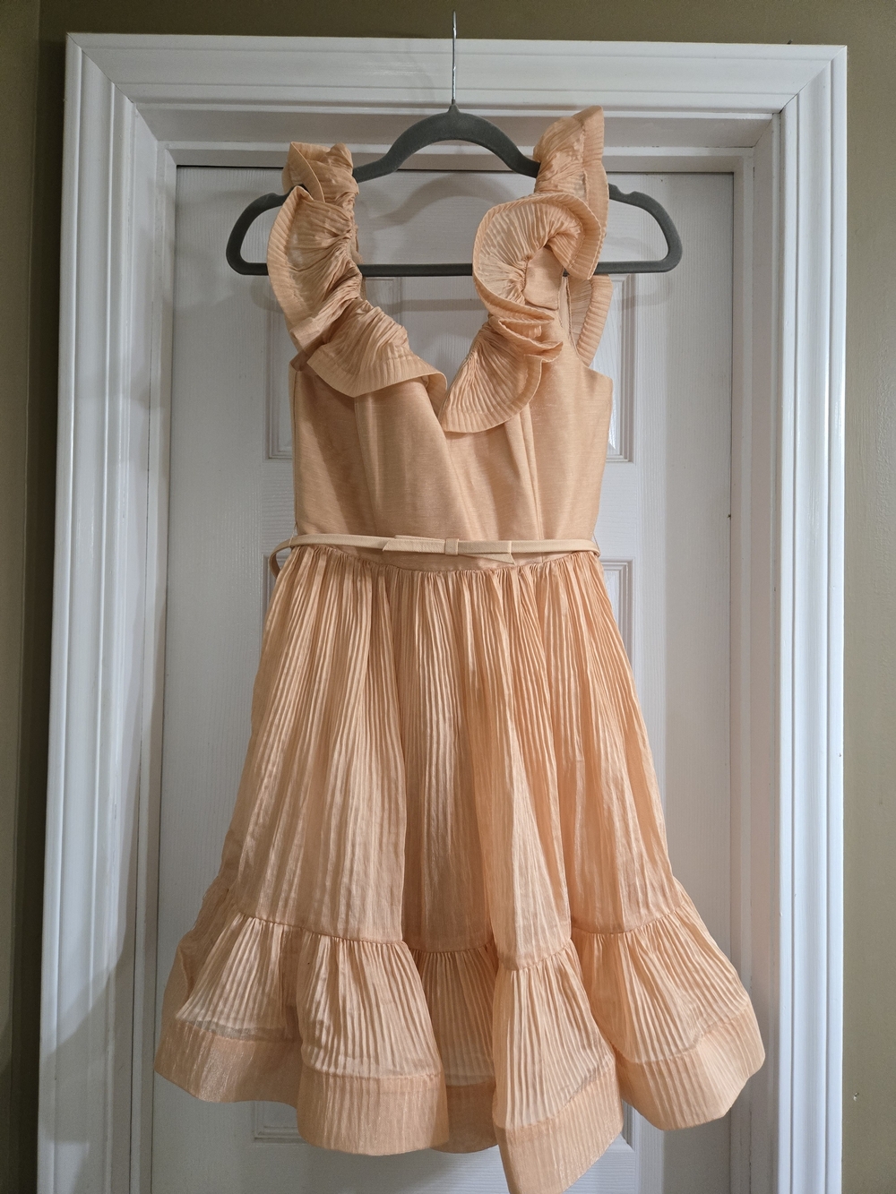 Pants Store Peach Belted Ruffle Dress Size Small